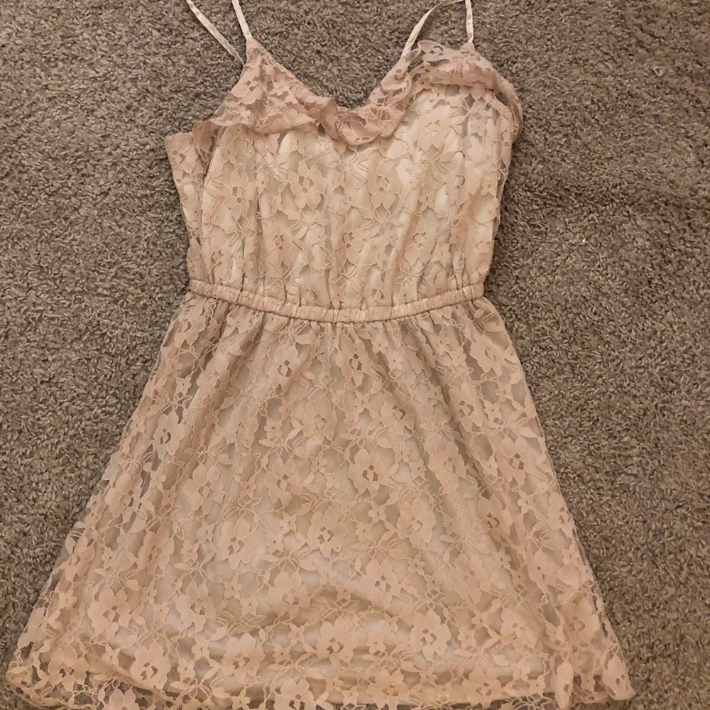 Pink spaghetti strap lace H&M dress